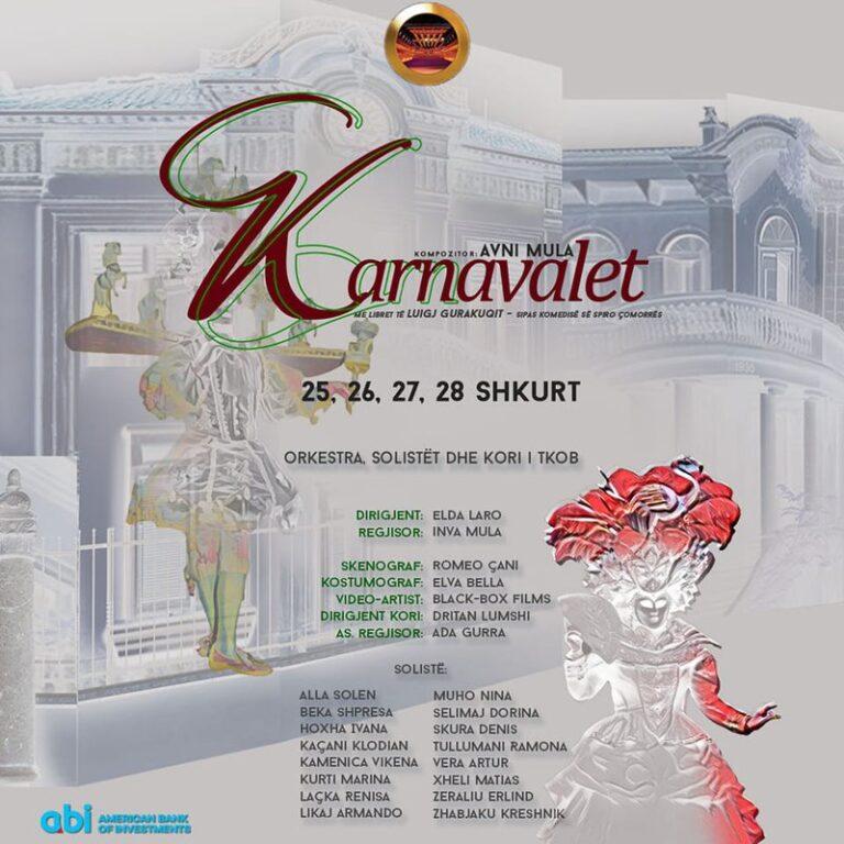 “Karnavalet”, vepra e repertorit kombëtar e cilësuar si një nga më të çmuarat e këtij lloji do të vijë në TKOB me regji nga InvaMula