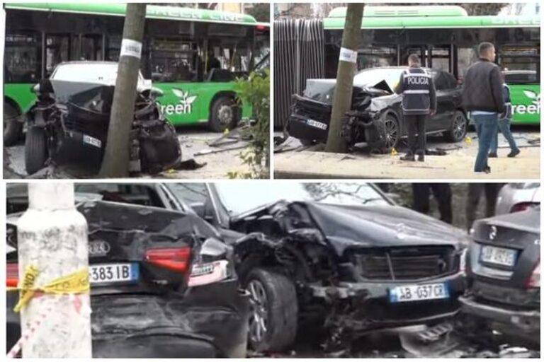 Aksidenti i frikshëm në Tiranë/ Publikohet VIDEO, ja momenti kur autobusi merr para makinat, njerëzit vrapojnë për të shpëtuar kokën