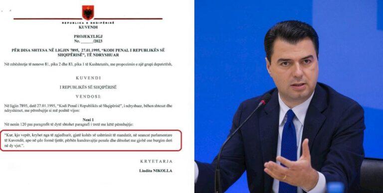 “Gjobë ose burg për deputetët që kryejnë shpifje”, Lulzim Basha propozon ndryshimin e Kodit Penal